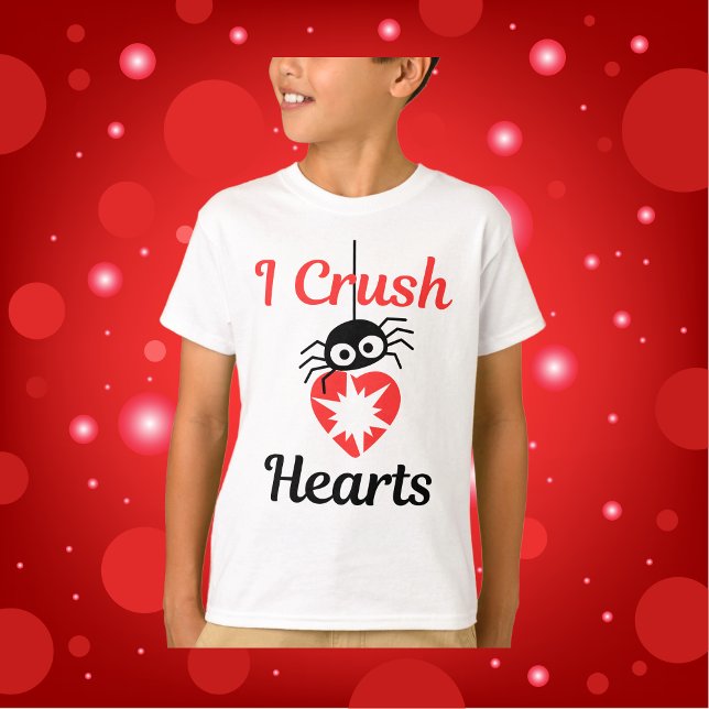 Camiseta Dia de os namorados I Crush Hearts, aranha fofa | (Criador carregado)