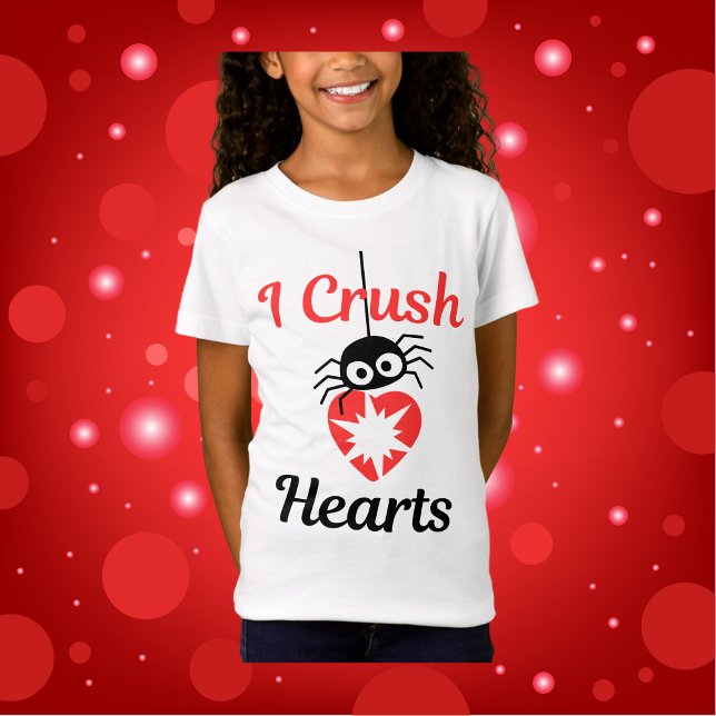 Camiseta Dia de os namorados I Crush Hearts, aranha fofa | (Criador carregado)