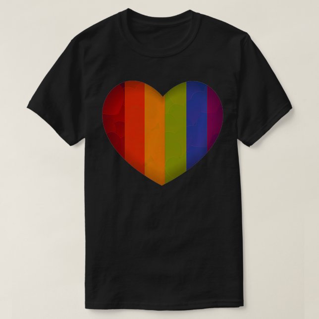 Camiseta Dia de os namorados LGBT Gay de Orgulho Cardíaco (Frente do Design)