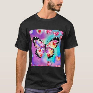 Camiseta Dia de os namorados Love Heart Butterfly Namorada 