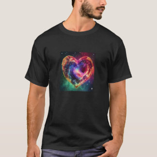 Camiseta Dia de os namorados Love Heart Galaxy Namorada Fia