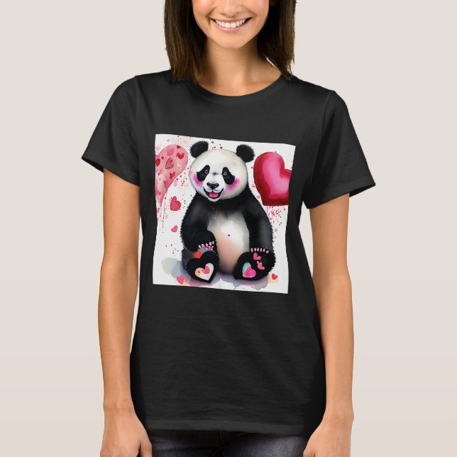 Camiseta Dia de os namorados Love Heart Panda Namorada Fian (Frente)