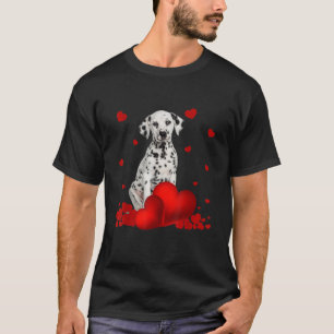 Camiseta Dia de os namorados Love Hearts Dalmatic Dog Puppy
