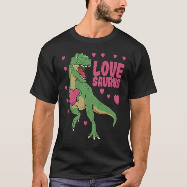 Camiseta Dia de os namorados Lovesauro Namorados Dinossaur  (Frente)