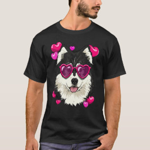 Camiseta Dia de os namorados Malamute Casais Cardíacos Sled