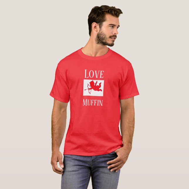 Camiseta Dia de os namorados Muffin do Amor para Ele (Frente Completa)