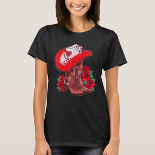 Camiseta Dia de os namorados Ocidental Cowgirl Boots Yeehaw