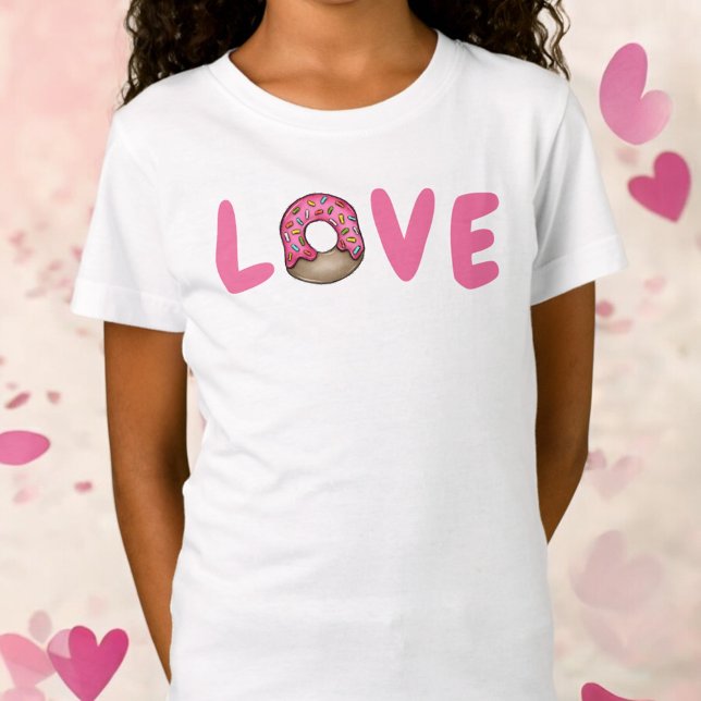 Camiseta Dia de os namorados Pink Love Rosquinha Sprinkles (Criador carregado)