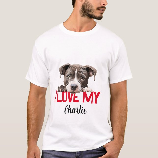 Camiseta Dia de os namorados Pitbull Personalizado (Frente)