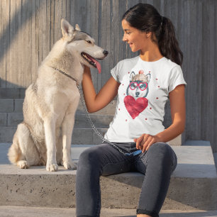 Camiseta Dia de os namorados Presente Cachorro Siberiano