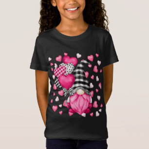 Camiseta Dia de os namorados preto de Xadrez preto de gnomo