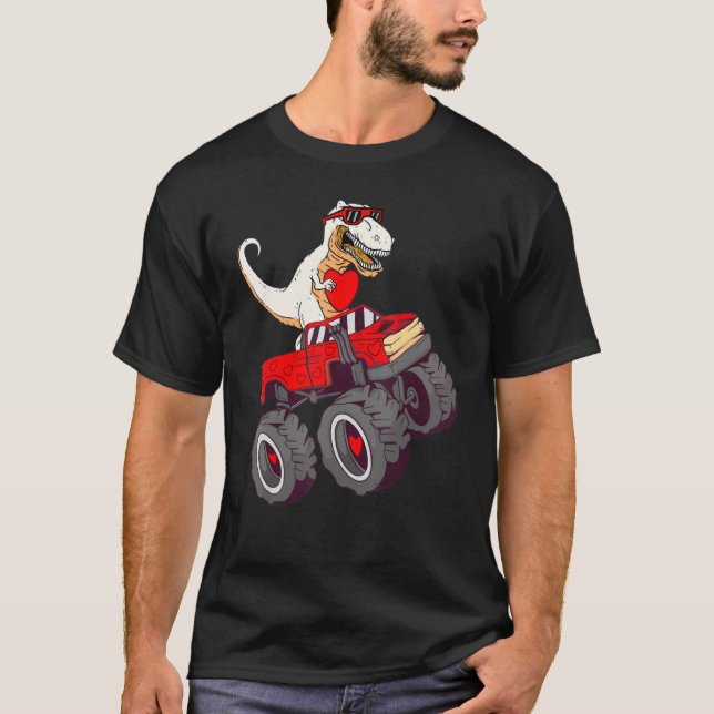 Camiseta Dia de os namorados Rex Monster Truck Toddler Bo (Frente)