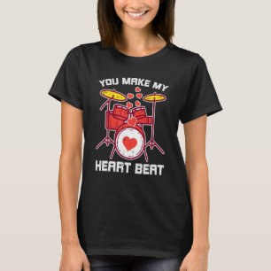 Camiseta Dia de os namorados Rocker Drums Rock Punk Drummer