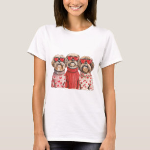 Camiseta Dia de os namorados Shih Tzu Dogs
