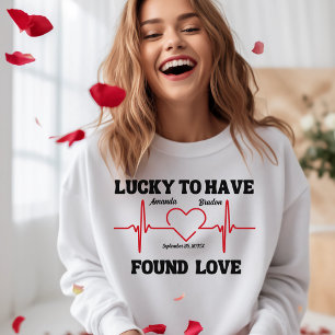 Camiseta Dia de os namorados Sortudo de Ter Encontrado Cami