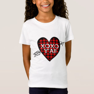 Camiseta Dia de os namorados TRed Buffalo Xadrez Love Heart