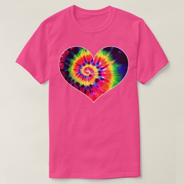 Camiseta Dia de os namorados Tye Dye Heart Love (Frente do Design)