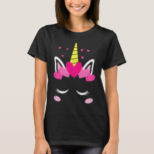 Camiseta Dia de os namorados Unicorn Corações Corações Cora