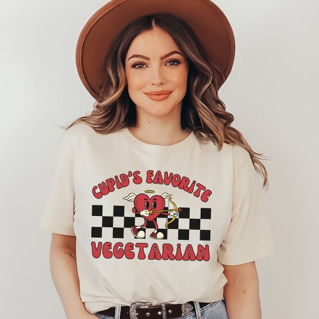 Camiseta Dia de os namorados vegetariano Cupido favorito (Criador carregado)