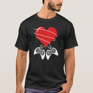 Camiseta Dia de os namorados Video Game Controller Heart Ga