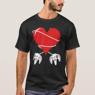 Camiseta Dia de os namorados Video Game Controller Heart Ga