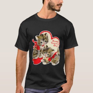 Camiseta Dia de os namorados Vintage Kitten Gatinho Retro V