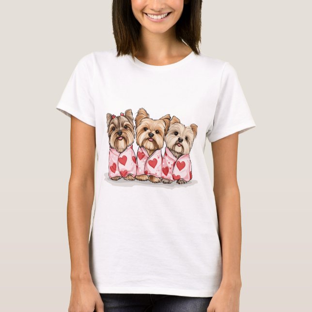 Camiseta Dia de os namorados Yorkshire Terrier Dogs (Frente)