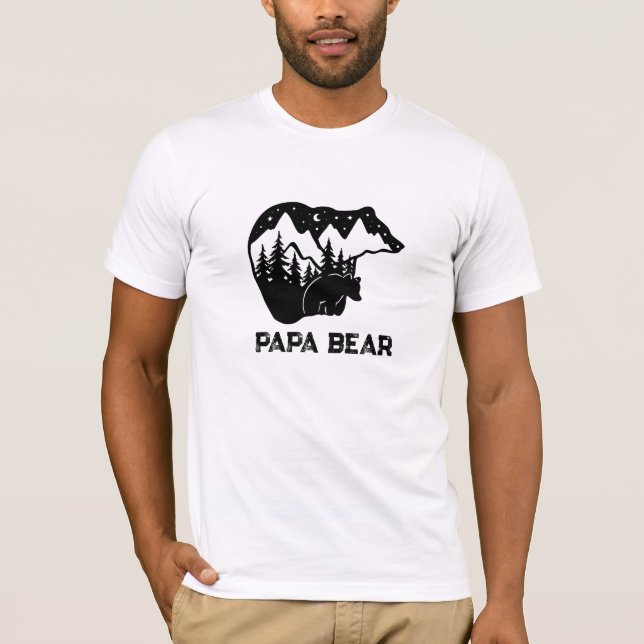 Camiseta *~* Dia de os pais AP86 PAPA BEAR Cub Moon Pines (Frente)