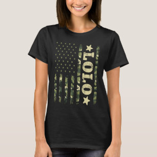 Camiseta Dia de os pais Avô Lolo Camouflage Bandeira Americ
