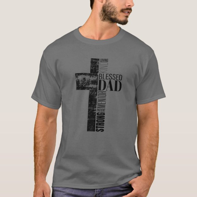 Camiseta Dia de os pais Cristão Presente Homens Religiosos  (Frente)