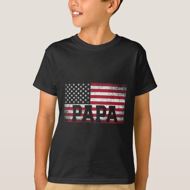 Camiseta Dia de os pais De Bandeira Papa-Americano 4 De Jul (Frente)
