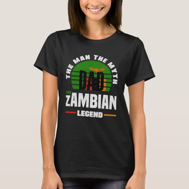Camiseta Dia de os pais de Bandeira Zâmbia Zâmbia (Frente)