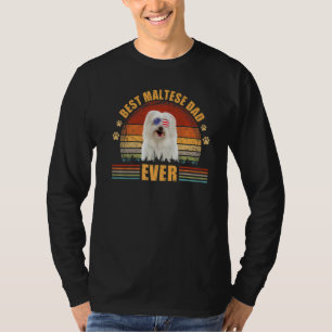 Camiseta Dia de os pais De Cão-Pai Melhor Pai Maltês
