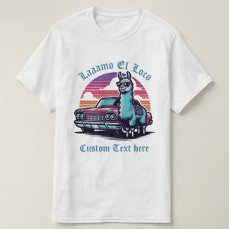 Camiseta Dia de os pais de Carro Clássico do Llama de Texto