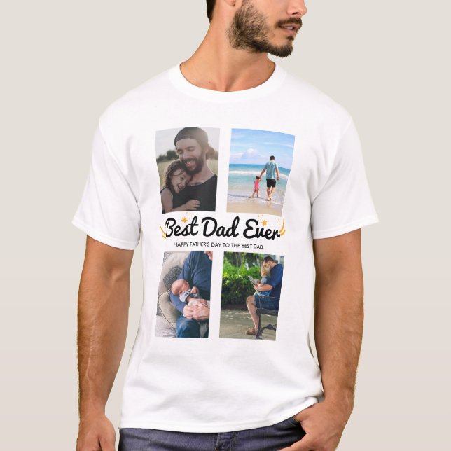 Camiseta Dia de os pais de Colagem de Fotografias com Melho (Frente)