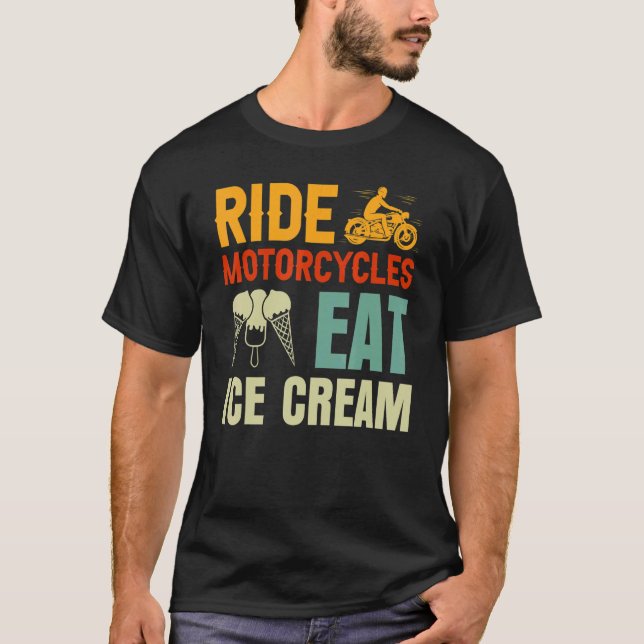 Camiseta Dia de os pais De Comer Sorvete De Motociclos (Frente)