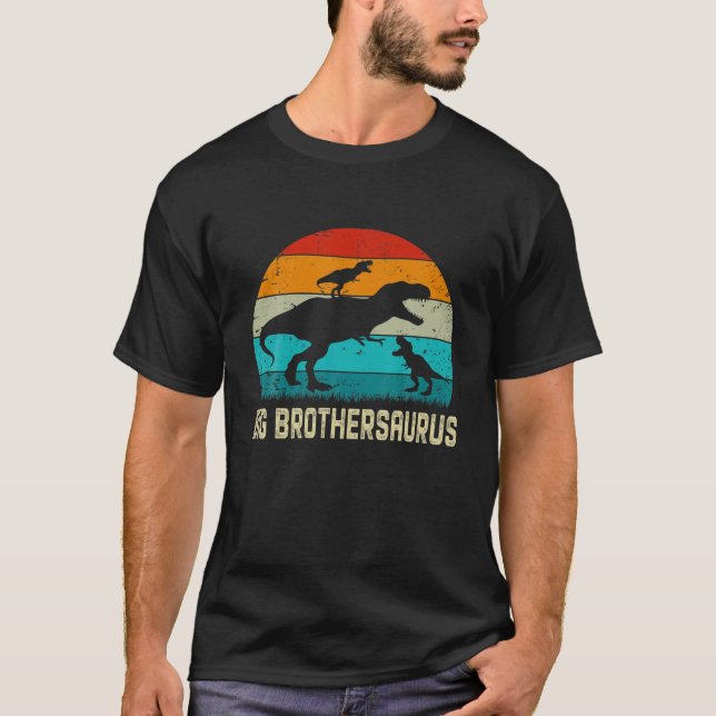 Camiseta Dia de os pais De Dinossauro Rex Para Big Brothers (Frente)
