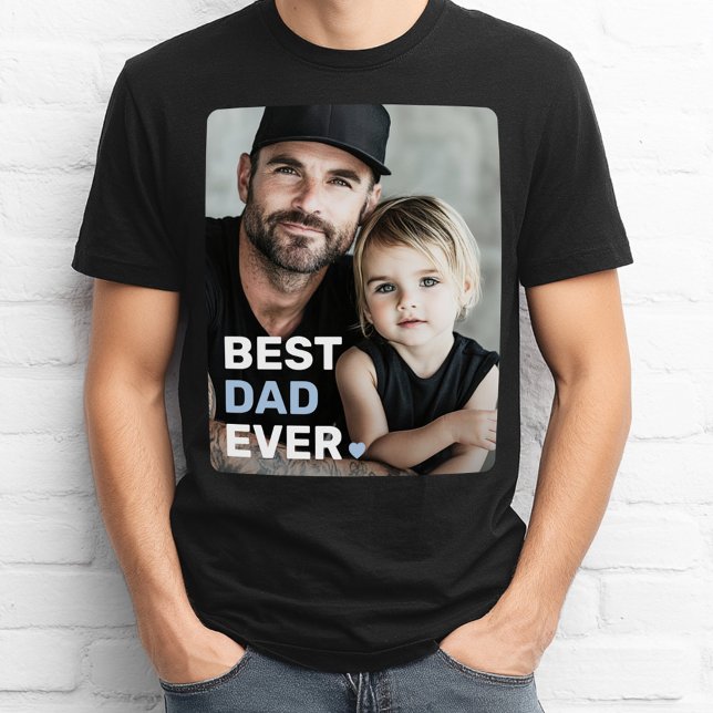 Camiseta Dia de os pais de fotografia do melhor pai de semp (Best dad ever photo heart fathers day T-Shirt)