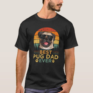 Camiseta Dia de os pais De Melhor Pai Pug Do Estilo Retro D