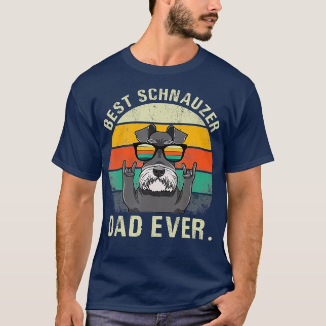Camiseta Dia de os pais De Melhor Pai Schnauzer De Cão Vint (Frente)