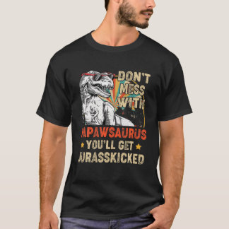 Camiseta Dia de os pais de Mens Retro Papaw Rex Saurus