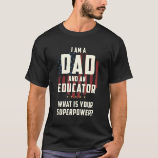 Camiseta Dia de os pais de superpotência para educador de p