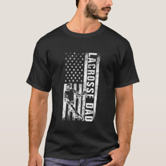 Camiseta Dia de os pais do Pai Lacrosse American Flag Lax