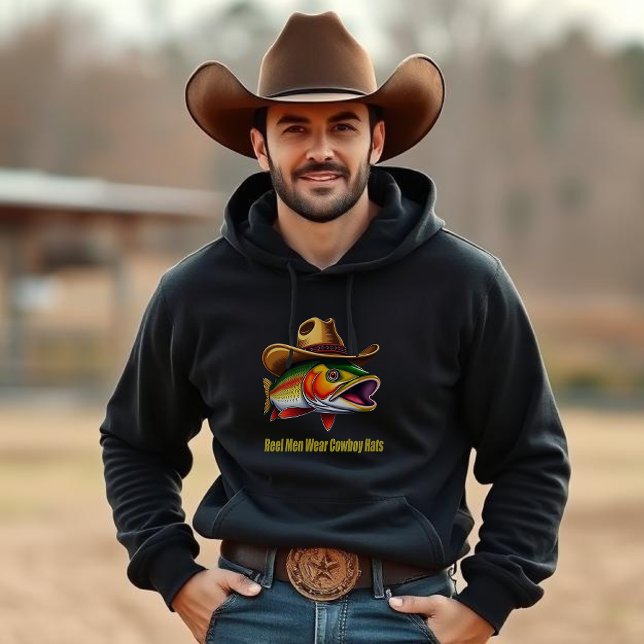 Camiseta Dia de os pais Engraçado Peixe Vestindo um Chapéu  (Funny Gift for Him Fish Wearing a Cowboy Hat)