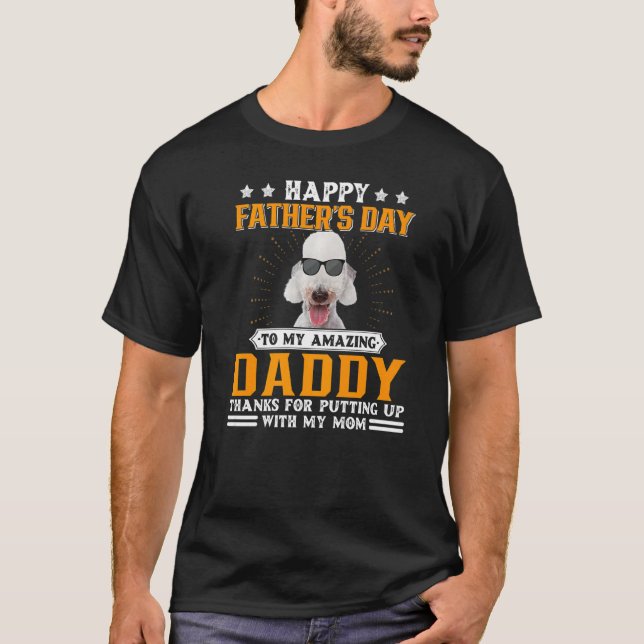 Camiseta Dia de os pais Feliz Bedlington Terrier Dog Pai Pa (Frente)