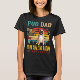 Camiseta Dia de os pais Feliz Do Pai Vintage Retro Pug Para