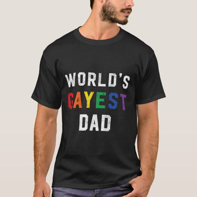 Camiseta Dia de os pais Lgbt Gayest Pai Gayest (Frente)