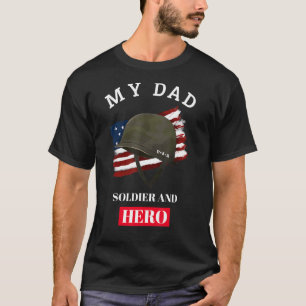 Camiseta Dia de os pais Meu Soldado Pai E Vete Militar Heró
