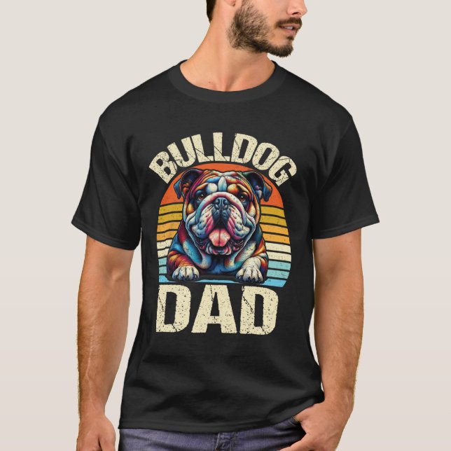 Camiseta Dia de os pais Pai Buldogue Pavimentos Pai (Frente)