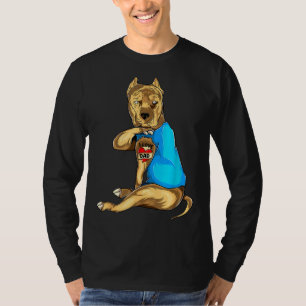 Camiseta Dia de os pais Pai Engraçado Cachorro Pitbull Ador